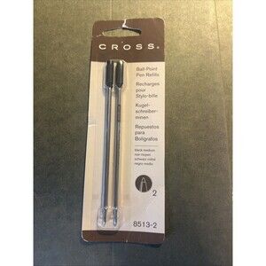 Cross BLACK  8513 medium ball point Pen Refills 2 Pack genuine New In package
